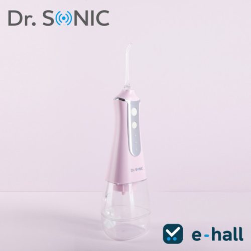 Dr. SONIC L10 akkumulátoros szájzuhany 300 ml-es tartállyal, 3 fokozattal, 5 különböző fúvókával (rózsaszín)