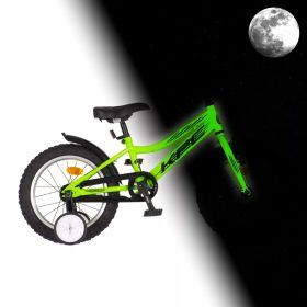   KPC FluoBike Raptor, dínos VILÁGÍTÓS 16 neonzöld fluoreszkáló gyermek kerékpár