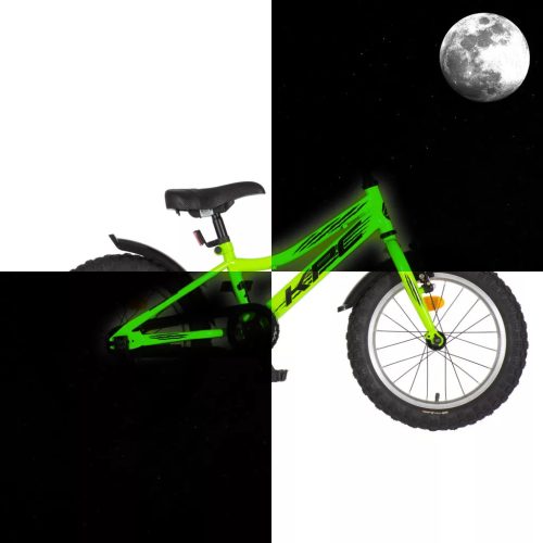 KPC FluoBike Raptor, dínos VILÁGÍTÓS 16 neonzöld fluoreszkáló gyermek kerékpár