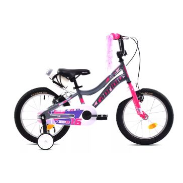 Capriolo Kido 16" gyerek kerékpár Grafit-Rózsaszín